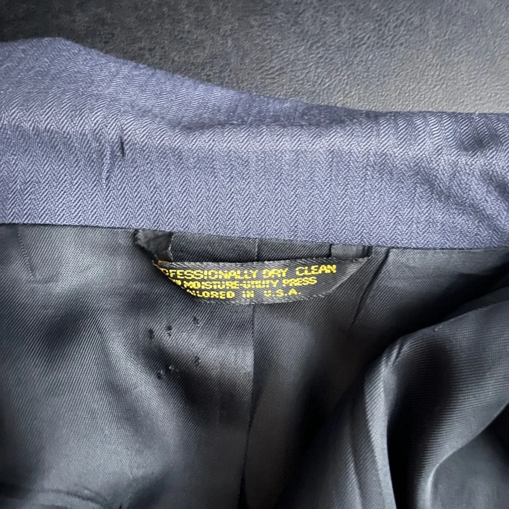 Nino Cerruti Suit Mens 44L 32x32 Blue Solid Wool Vintage‎ 2-Button USA Made